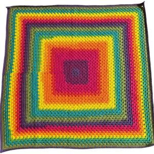 Rainbow Custom Made Crochet Granny Square Table Topper Scarf Hand Home LGBTQ EUC
